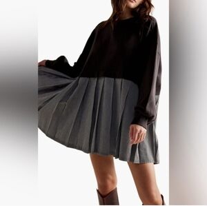 Freepeople Elegant Black and White Striped Long Sleeve Dress